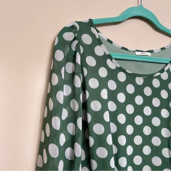 EZRA Green & White Polka Dot Dress - Picture 8 of 8